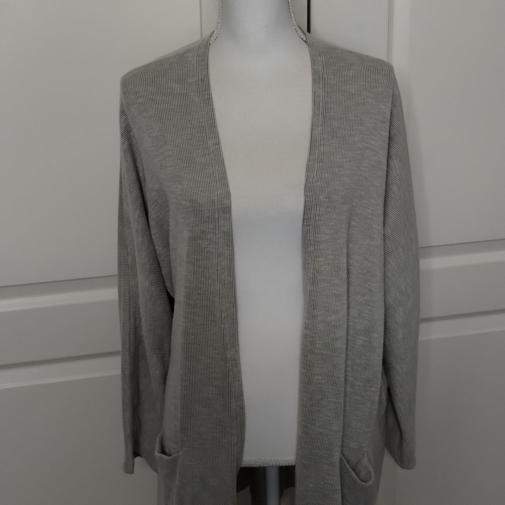 Donni open cardigan OSFA taupe beige ribbed lightweight with pockets Donni - Picture 2 of 11
